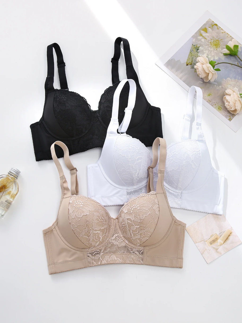 Sexy lace underwear with multiple color options women's underwire push-up comfortable bra can be worn daily